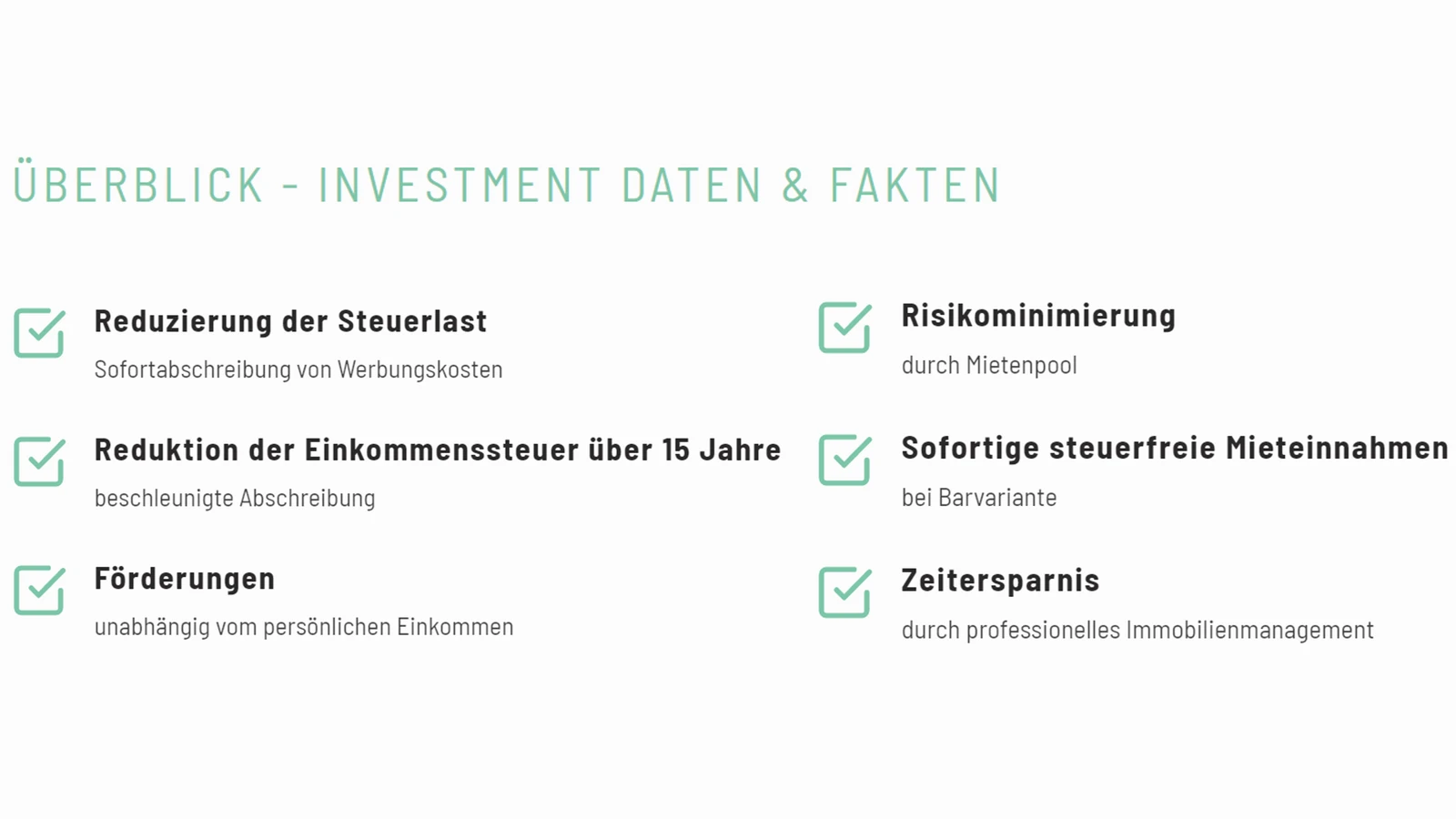 UEBERBLICK - INVESTMENT DATEN & FAKTEN Haus E
